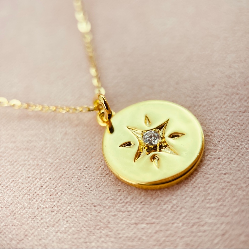 14k Plated S925 0.06ctw Moissanite Super Star Pendant Necklace - Picture 2 of 6